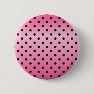 cool black polka dots in shinning pink background 6 cm round badge