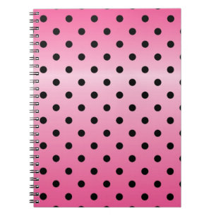 cool black polka dots in shinning pink background spiral notebook