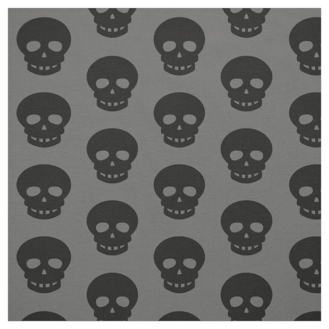 Cool Black Skulls Polka Dots Fabric (Swatch)