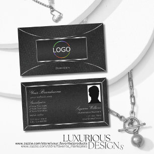 Cool Black Snake Silver Decor with Logo and Photo Business Card