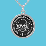 Cool Black Sober Anniversary Chip  Sterling Silver Necklace<br><div class="desc">A really cool way to wear your yearly sobriety medallion as a necklace! Customise the following details to fit your recovery journey: 1. Name 2. Recovery date 3. Length of recovery - you can put any amount of time that you want here! This 12-step necklace is a stylish accessory that...</div>