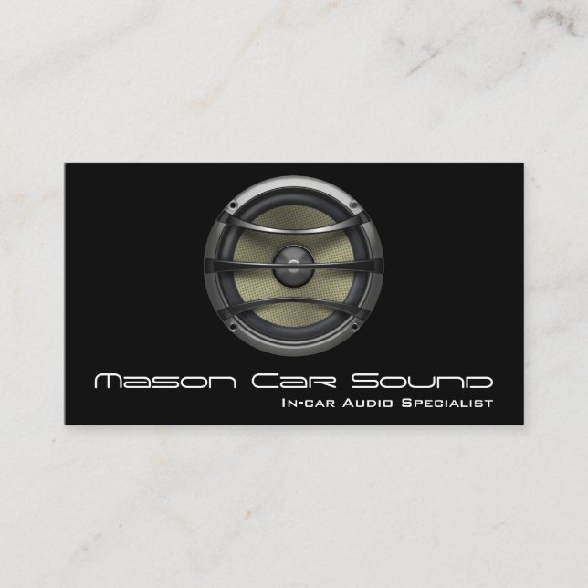 Cool Black Speaker Audio Technician Business Card (Front)