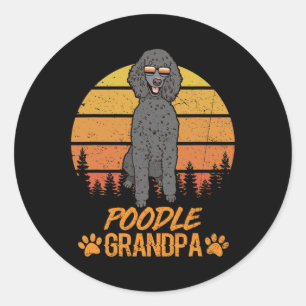Cool Black Standard Poodle Dog Grandpa Fathers Day Classic Round Sticker