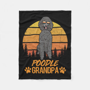 Cool Black Standard Poodle Dog Grandpa Fathers Day Fleece Blanket