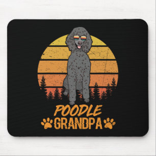 Cool Black Standard Poodle Dog Grandpa Fathers Day Mouse Pad
