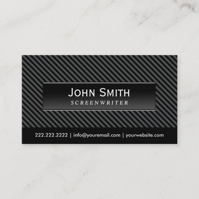 Cool Black Stripes Screenwriter Business Card (Front)