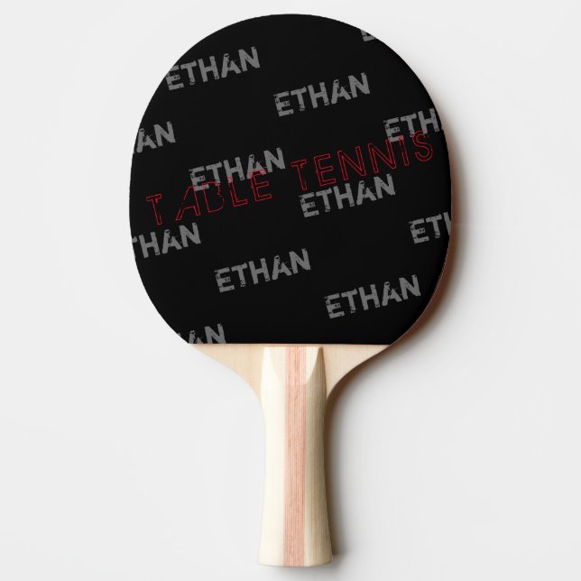 Cool black table_tennis with name pattern ping pong paddle (Back)