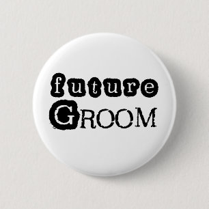 Cool Black Text Future Groom 6 Cm Round Badge