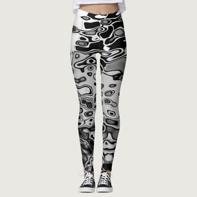 Cool Black White Grey Pattern Leggings (Front)