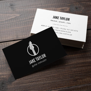 Cool Black & White Guitar Lessons Business Card