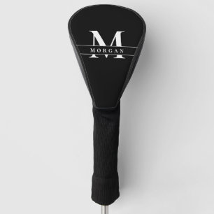 Cool Black White Monogram Name personalized Golf Head Cover