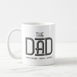 Cool Black White Type Personalised Dad Mug