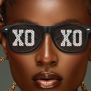 Cool Black XOXO Hugs and Kisses Retro Sunglasses