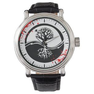 Cool blood splatter Yin Yang Tree tattoo art Watch