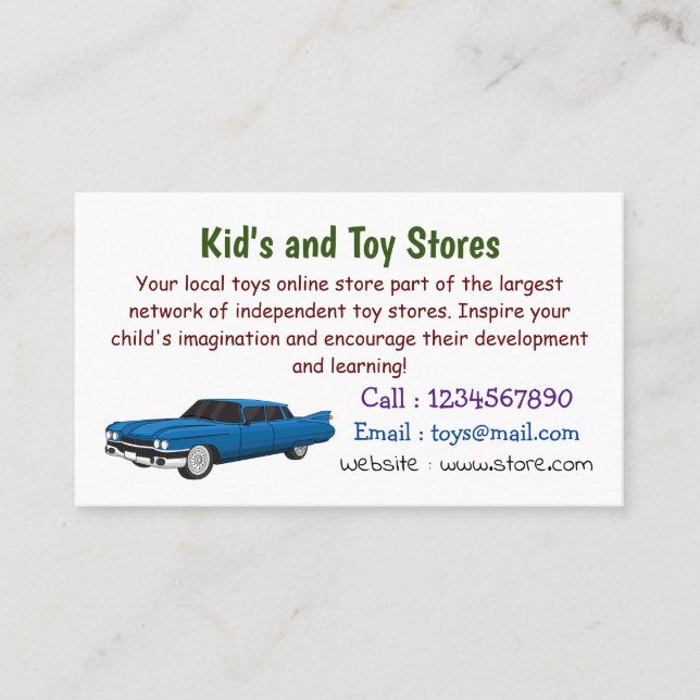 Cool blue 1959 classic car business card (Front)