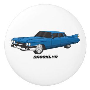 Cool blue 1959 classic car  ceramic knob