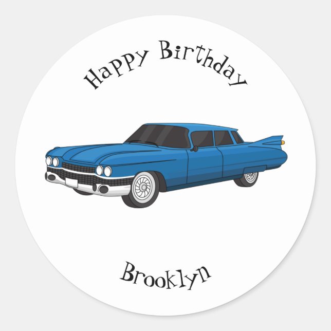 Cool blue 1959 classic car classic round sticker (Front)