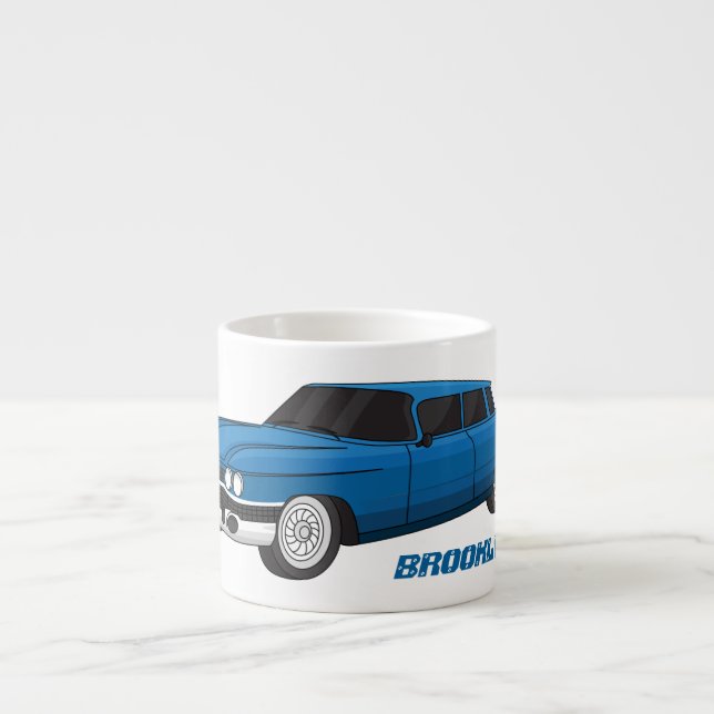 Cool blue 1959 classic car espresso cup (Front)