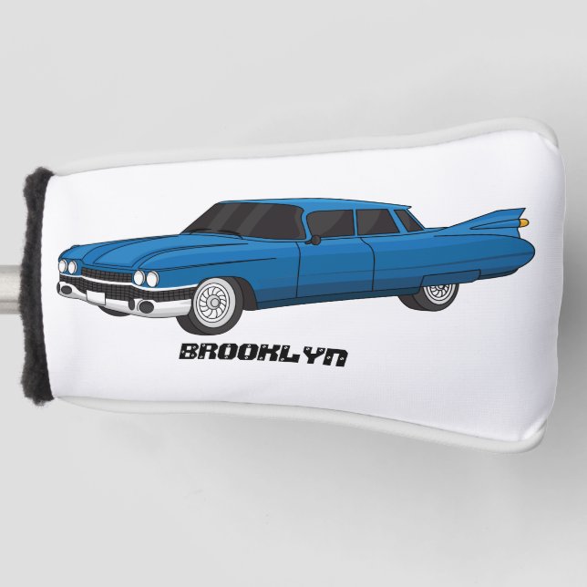 Cool blue 1959 classic car  golf head cover (Front)