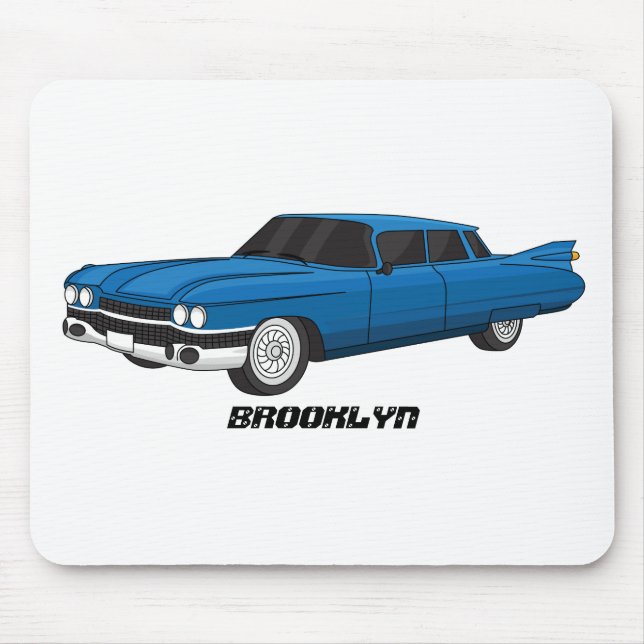 Cool blue 1959 classic car mouse pad (Front)