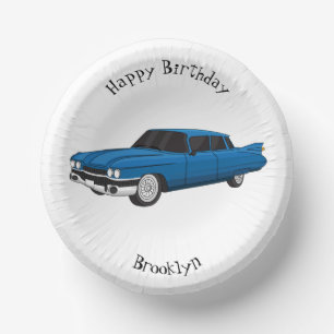 Cool blue 1959 classic car  paper plate