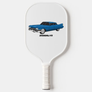 Cool blue 1959 classic car  pickleball paddle
