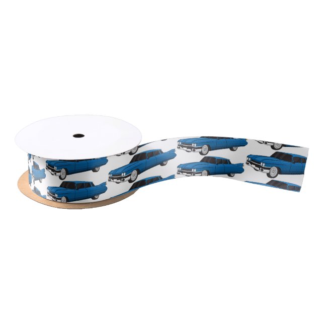 Cool blue 1959 classic car satin ribbon (Spool)