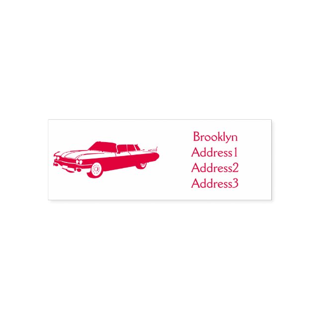 Cool blue 1959 classic car self-inking stamp (Design)