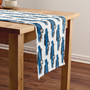Cool blue 1959 classic car short table runner