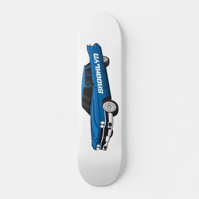 Cool blue 1959 classic car skateboard (Front)