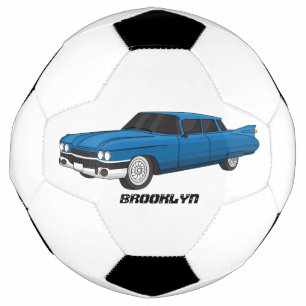 Cool blue 1959 classic car soccer ball