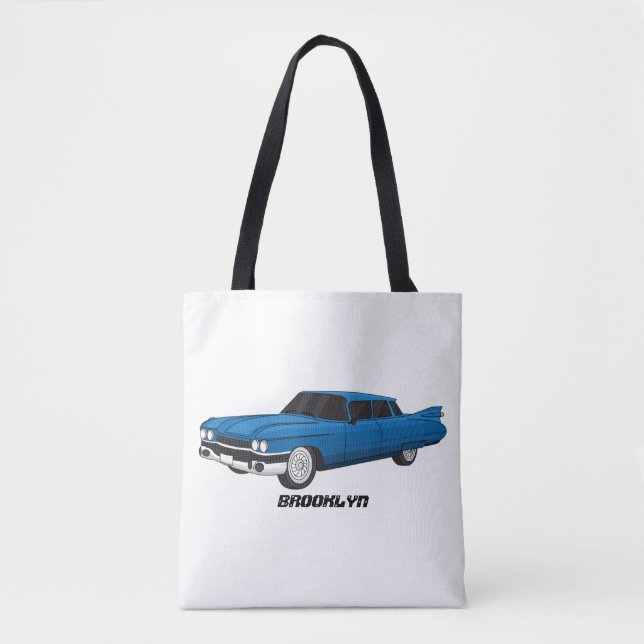 Cool blue 1959 classic car  tote bag (Front)