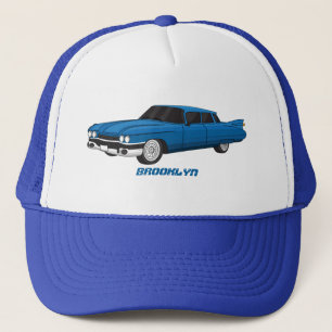 Cool blue 1959 classic car trucker hat