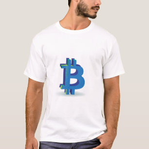 Cool Blue 3D Bitcoin Symbol T-Shirt