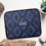 Cool Blue Abstract Pattern Faux Snakeskin Monogram Laptop Sleeve<br><div class="desc">A faux navy blue snakeskin pattern laptop sleeve with space for your initials. Plus,  it's absolutely fabulous and totally faux!</div>