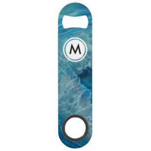 Cool Blue Agate Pattern with Monogram