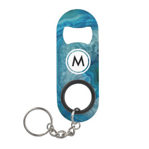 Cool Blue Agate Pattern with Monogram