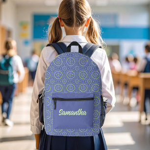 Cool Blue and Green Modern Personalised Printed Backpack
