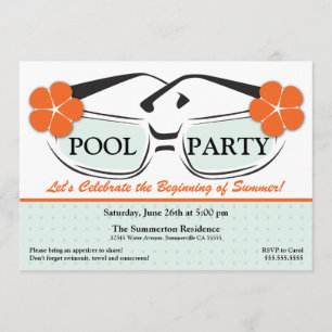 Cool Blue and Orange Summer Sunglasses Invitation