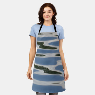 Cool blue and white pattern apron