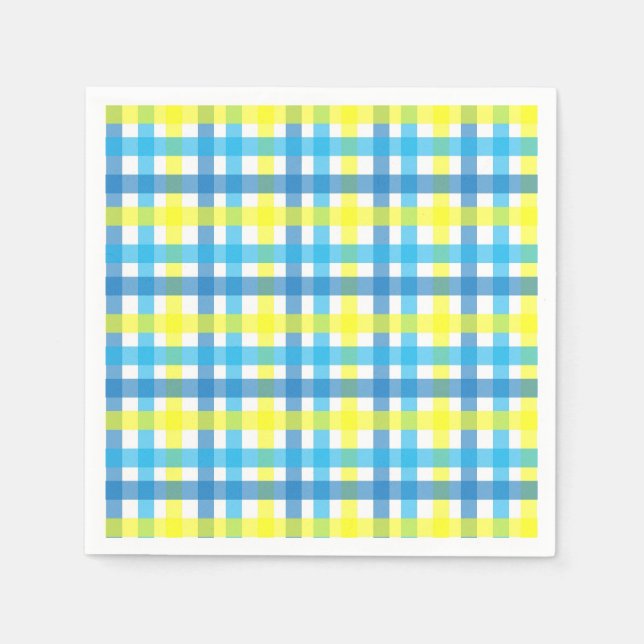 Cool blue and yellow stripes party napkin (Front)