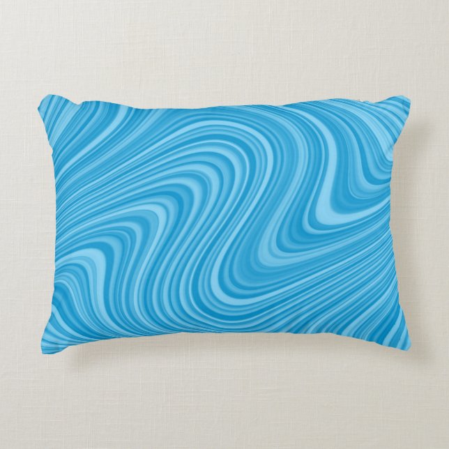 Cool Blue/Aqua/Turquoise Curvy Lined Abstract Decorative Cushion (Front)