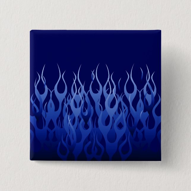 Cool Blue Automotive Racing Flames 15 Cm Square Badge (Front)