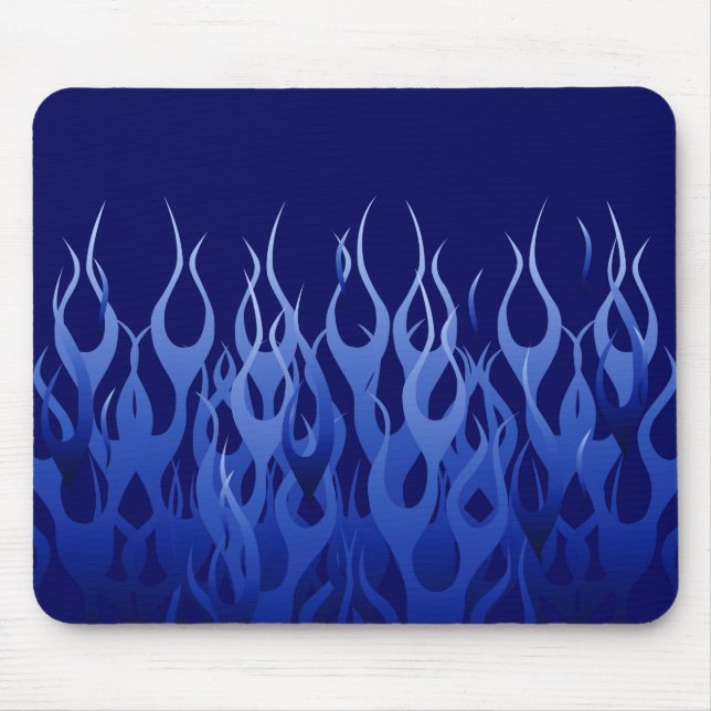 Cool Blue Automotive Racing Flames Mouse Pad (Front)