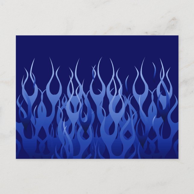 Cool Blue Automotive Racing Flames Postcard (Front)