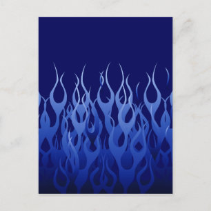 Cool Blue Automotive Racing Flames Postcard