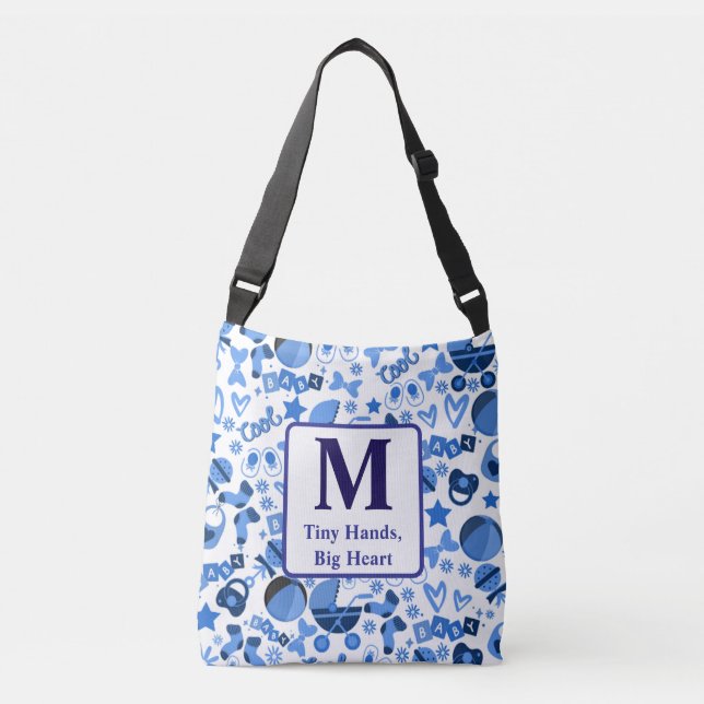 cool blue Baby boy Nursery Pattern personalised Crossbody Bag (Front)