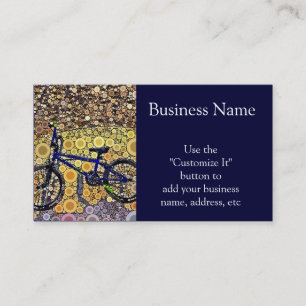 Cool Blue Bike Concentric Circle Mosaic Pattern Business Card