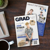 Cool Blue & Black Photos Magazine Cover Graduation