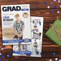 Cool Blue & Black Photos Magazine Cover Graduation